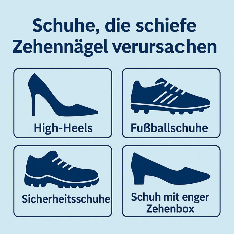 Schuhe, die schiefe Zehennägel verursachen