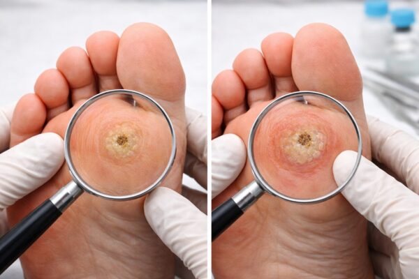 Hühnerauge oder Dornwarze