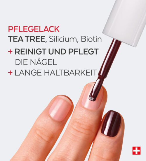 PODERM - NAGELLACK COLOR CARE TEEBAUM – DUNKELROT – Bild 3