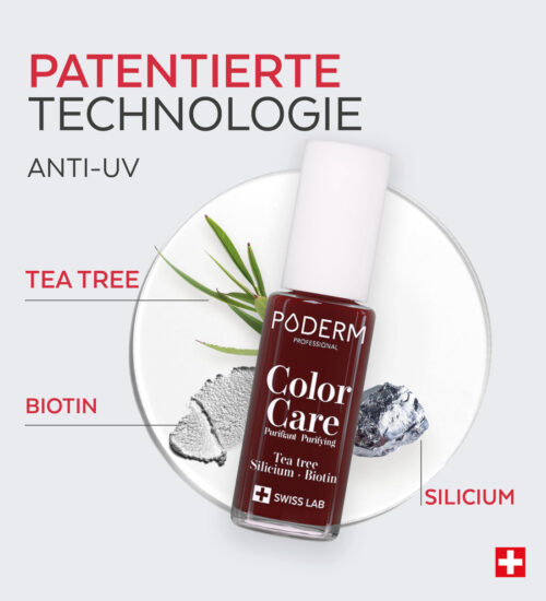 PODERM - NAGELLACK COLOR CARE TEEBAUM – DUNKELROT – Bild 4