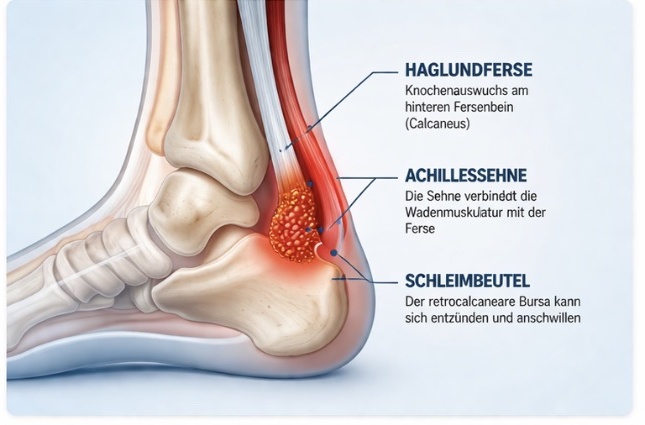 Anatomie: Wo Haglundferse, Achillessehne und Schleimbeutel betroffen sind