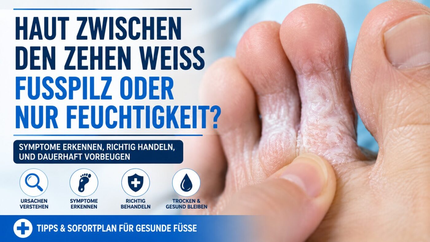Haut zwischen den Zehen weiß