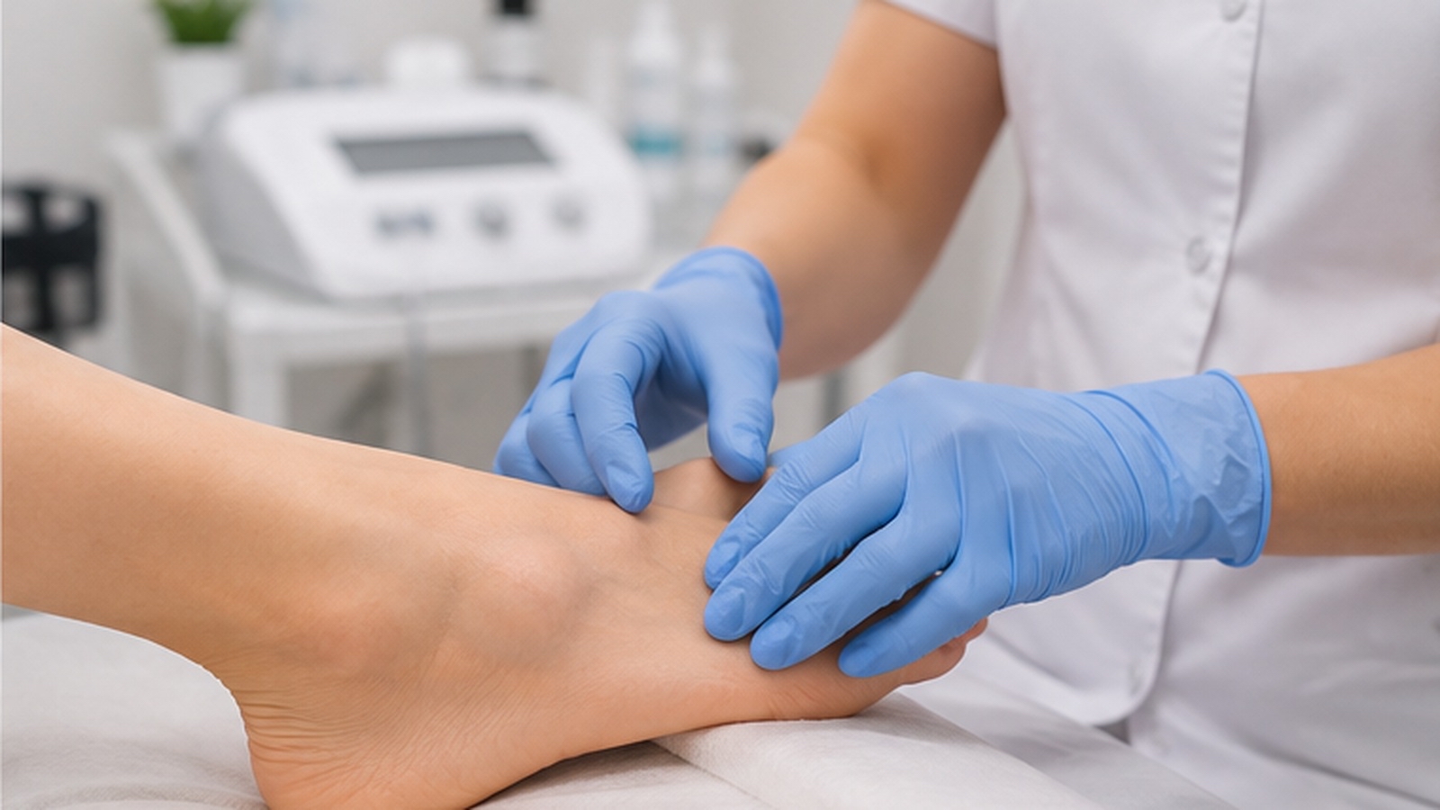 Passende breite Schuhe bei Ganglion auf dem Fußrücken