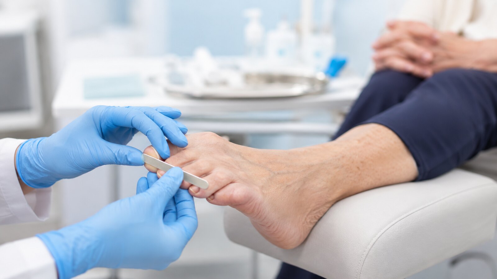Schonende podologische Nagelpflege bei eingeschränkter Beweglichkeit durch Arthrose