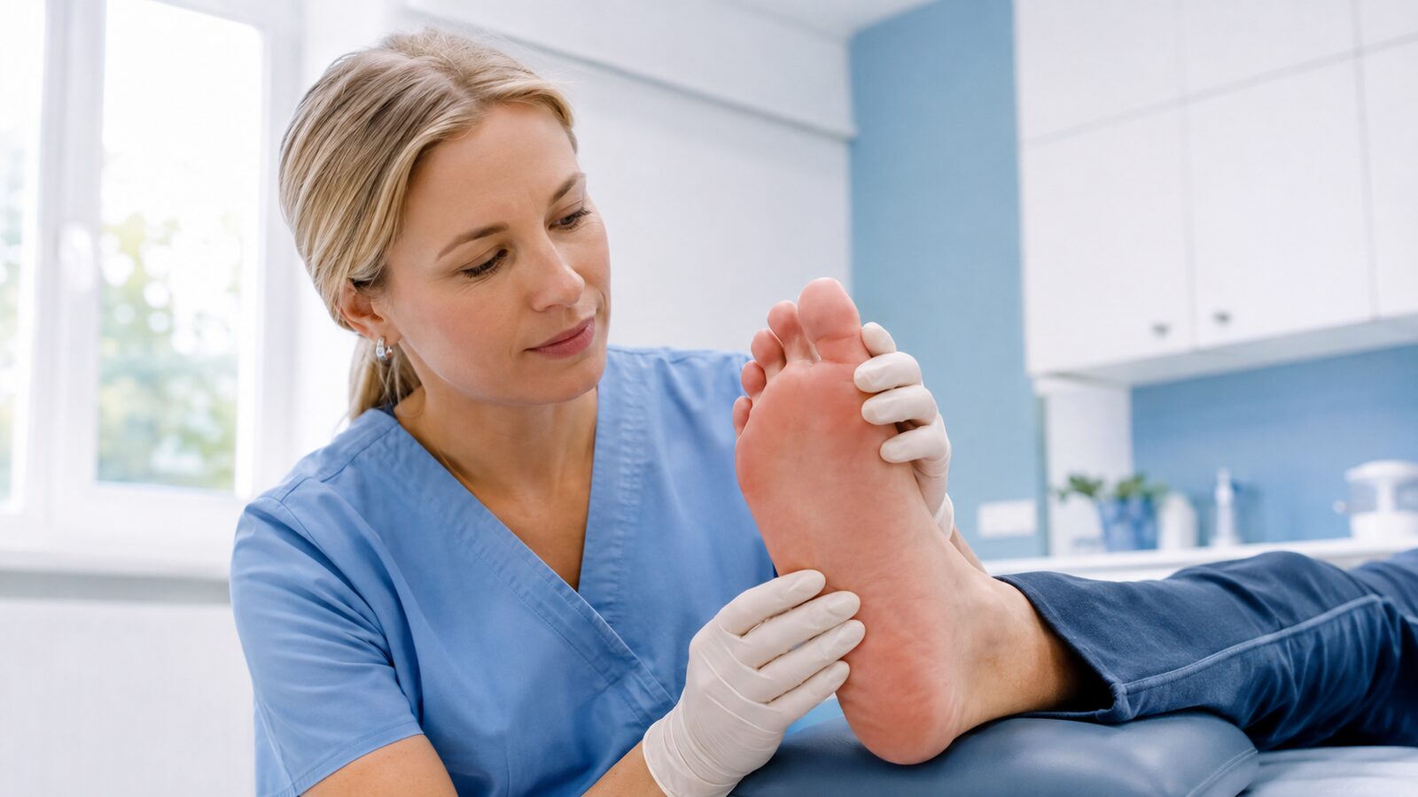Schonende Beurteilung geröteter geschlossener Fußhaut während einer Krebstherapie