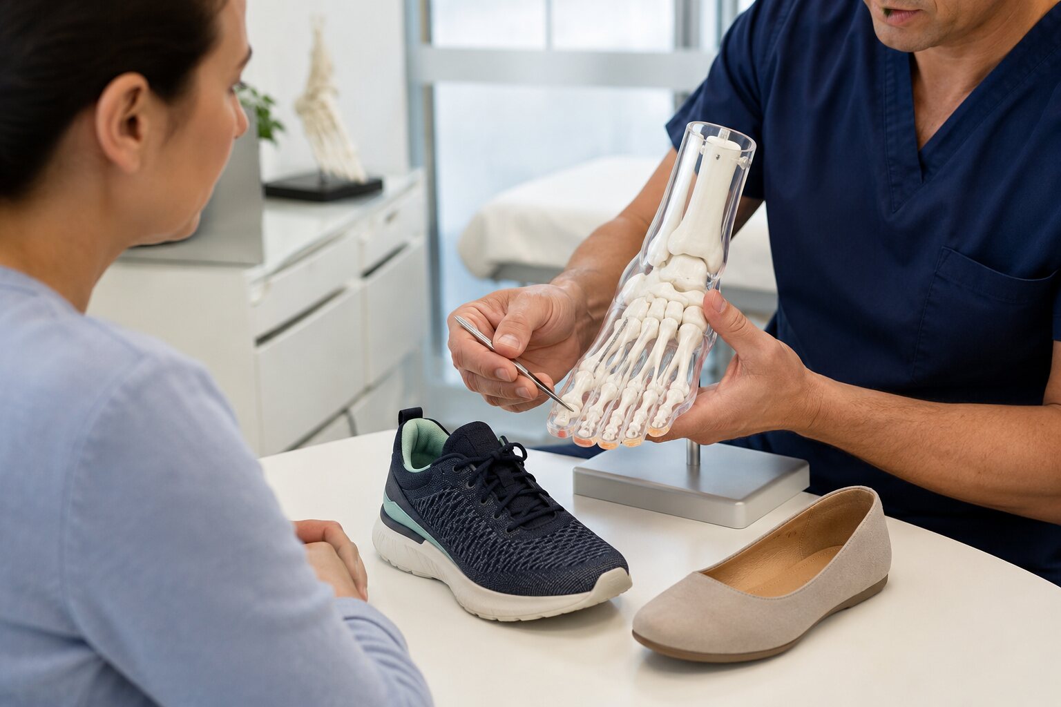 Beratung zu richtigem Nagelschnitt und passenden Schuhen bei eingewachsenem Nagel