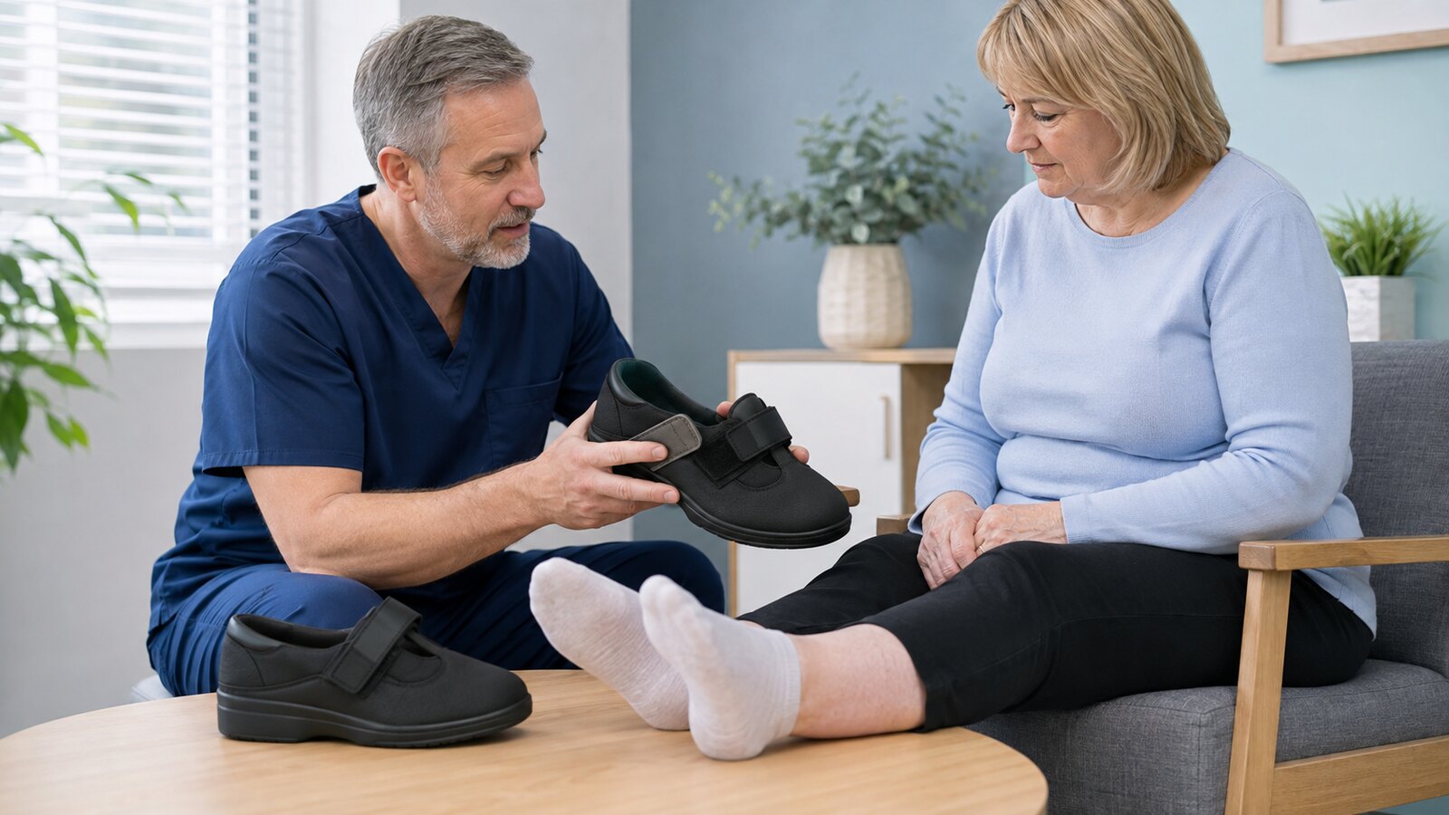 Anpassbarer weiter Schuh für geschwollene Füße