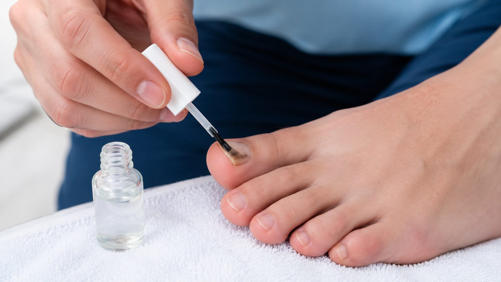 Medizinischer Nagellack wird bei bestätigtem Nagelpilz korrekt aufgetragen