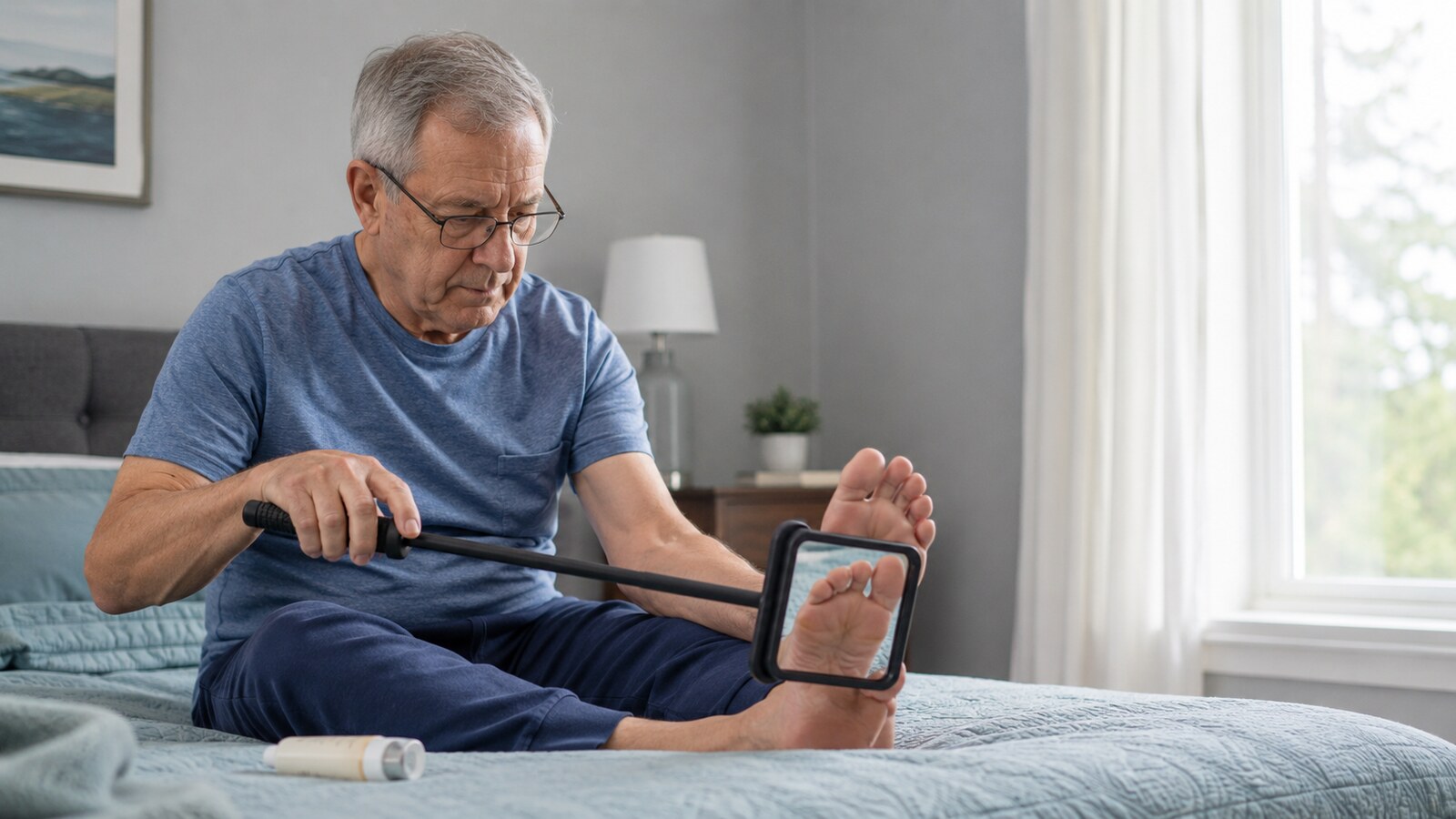 Tägliche Sichtkontrolle eines Fußes bei Polyneuropathie
